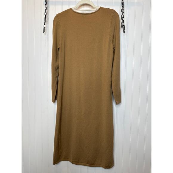 Talbots Brown Italian Merino Wool Pleated Sweater Dress Neutral Womens Size M - Picture 3 of 8